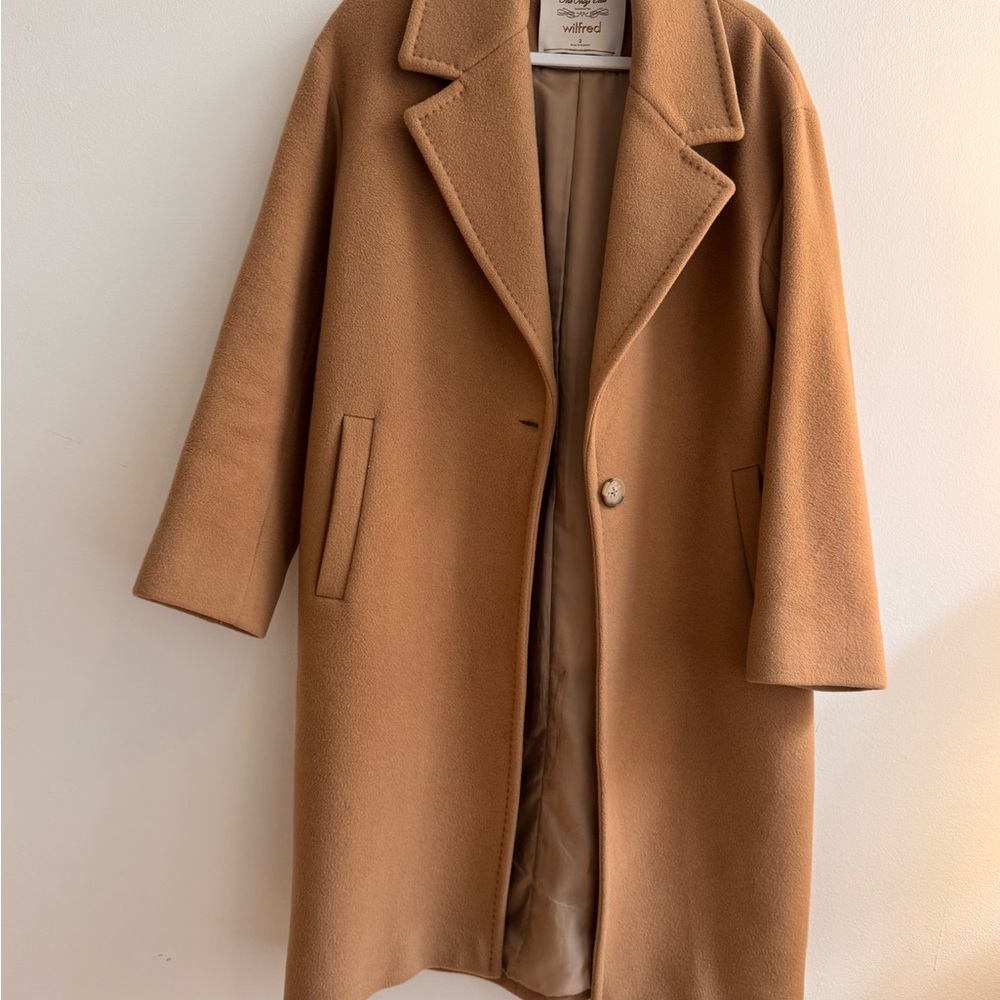 Wilfred Camel Wool-Blend Single-Button Trench Coat - image 1